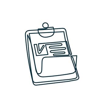 un portapapeles con un cheque marca en eso vector