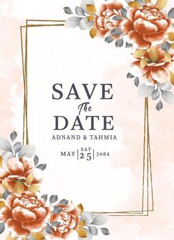 Floral save the date invitation design vector