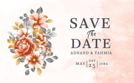 Floral save the date card design vector