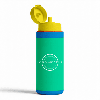 einstellen Attrappe, Lehrmodell, Simulation zylindrisch Container Anzeige multi Farbe Deckel Grafik einfach Flasche Design psd