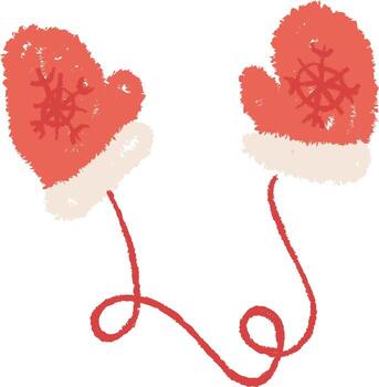 lápiz de color mitones con copo de nieve modelo vector