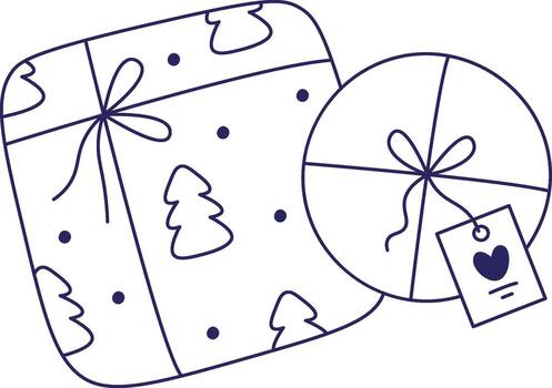 regalo cajas con árbol patrones garabatear vector
