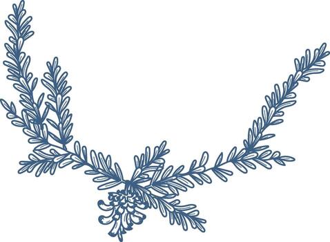 pino rama con cono bosquejo vector