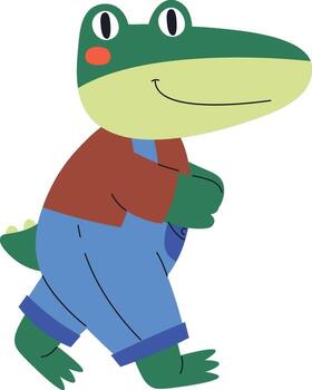 Smiling Alligator in Overalls vector