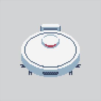 Pixel art Smart Robot Vacuum Tech icon Illustration for game design vector