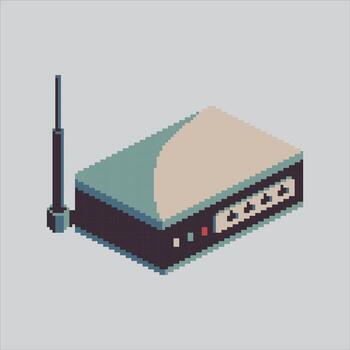 Pixel art Smart Wi fi internet Router Tech icon Illustration for game design vector