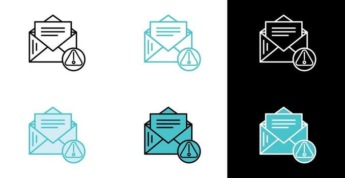 Open Envelope with Exclamation Mark symbol icon for email alert and warning in line and fill style vector