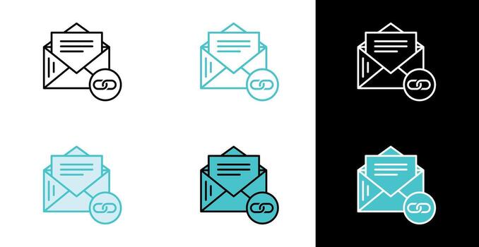 Mail Message with Hyperlink icon for online document delivery in line and fill style vector