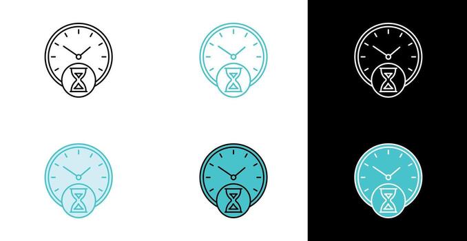 término análogo reloj con reloj de arena símbolo icono para rastreo hora duración en línea y llenar estilo vector