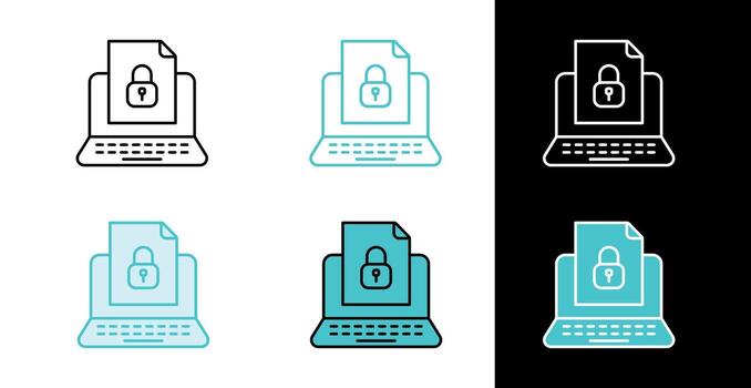 bloqueado documento en ordenador portátil icono para datos seguridad y archivo proteccion en línea y llenar estilo vector