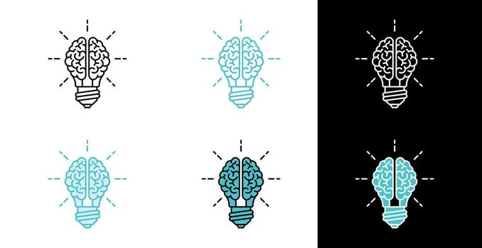 Smart Thinking Lightbulb concept icon for brainstorming and education in line and fill style vector