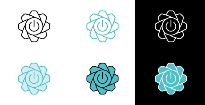 Gear Power Button symbol icon for system configuration and technology settings in line and fill style vector