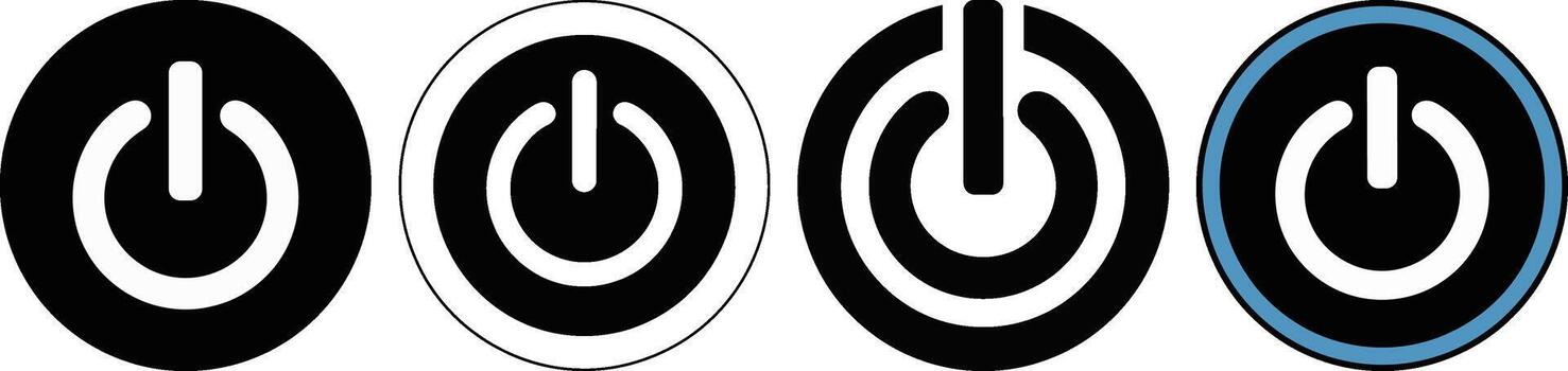Power Button Icon Minimal Black and White Circular Symbol for Web and Digital Interfaces vector
