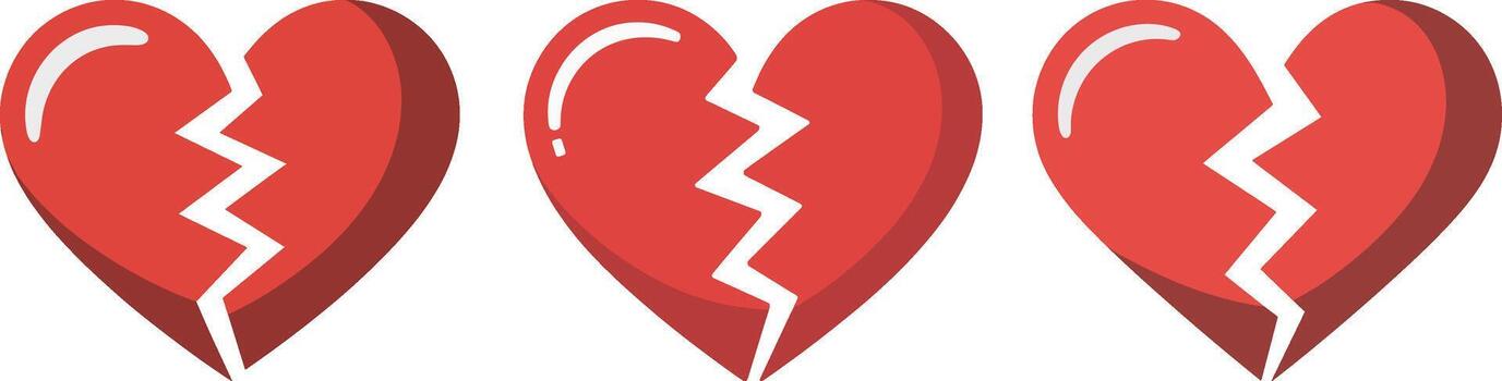Broken Heart Flat Icon Simple Red Heartbreak Symbol Clip Art for Breakup and Sadness Concepts vector