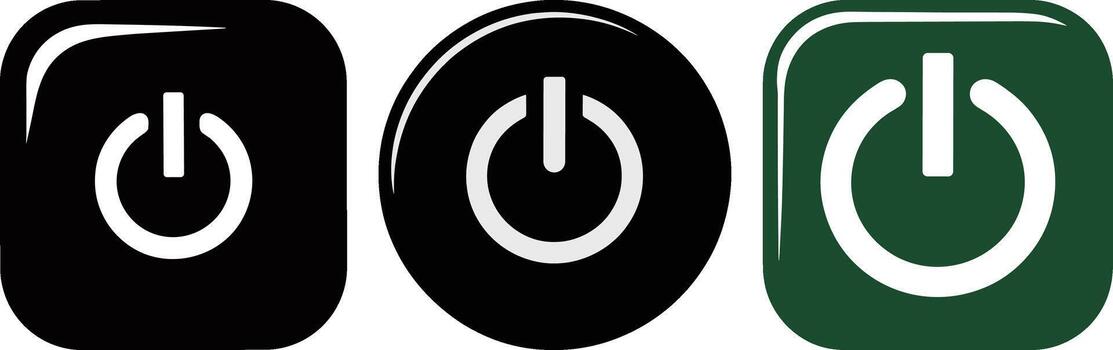 Glossy On Off Power Button Icon Modern Black Circular Switch Symbol vector