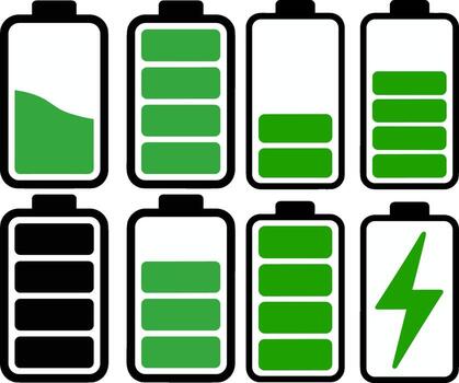 Battery Icon Set Modern Minimal and Scalable Power Icons for UI and Graphic Design vector