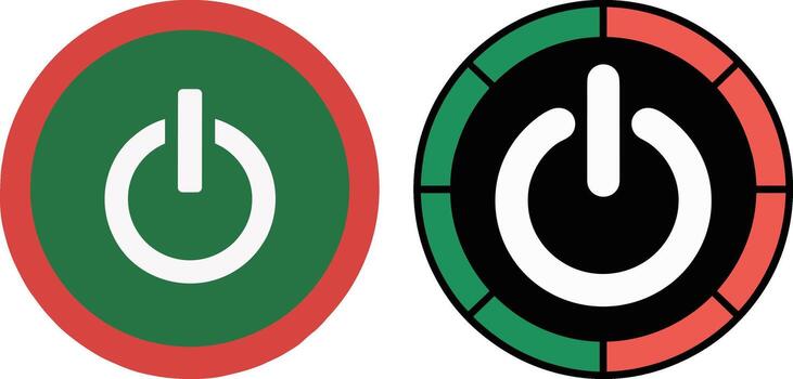 Power Button Circular Icon Green and Red Symbol for On Off Switch vector