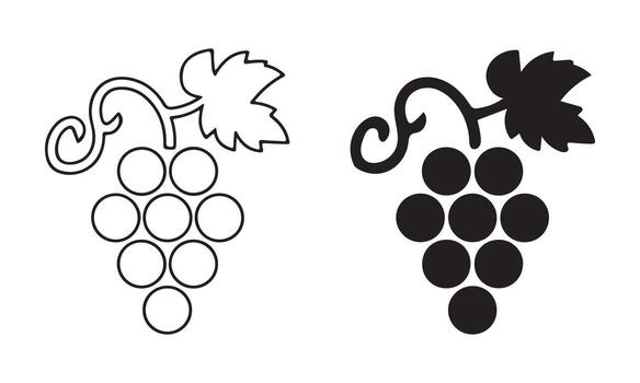 uvas contorno y silueta aislado en blanco fondo, un sencillo y elegante Fruta diseño elemento vector