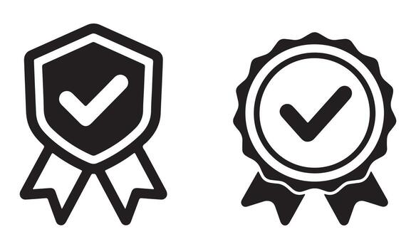 Two quality guarantee ribbons isolated on white background, representing assurance and reliability vector