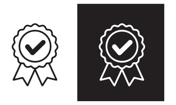 Check mark in badge isolated on white background, symbolizing quality, approval, and verification process vector