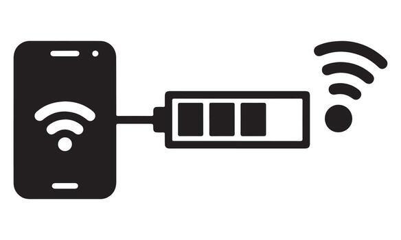 Smartphone with wifi signal and battery charging isolated on white background vector