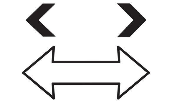 Two sets of arrows pointing in opposite directions isolated on white background vector