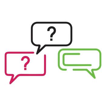 Three speech bubbles with question marks isolated on white background vector