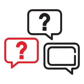 Three speech bubbles with question marks and one empty, isolated on white background vector