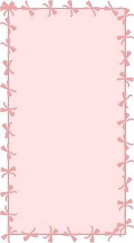 A vertical rectangular ribbon frame with pink bow decorations around the edges. Great for invitations, posters, packaging labels, and scrapbooking projects vector
