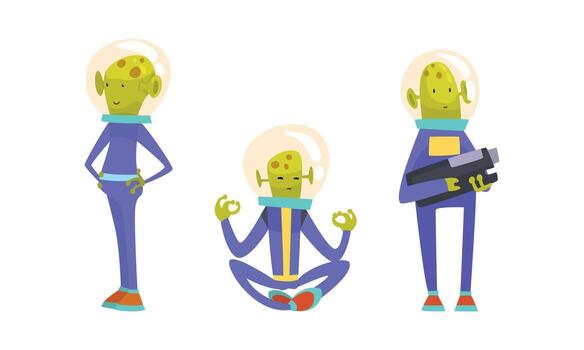Three colorful cartoon aliens vector
