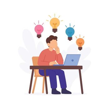 Brainstorming, Generating creative ideas and solutions vector