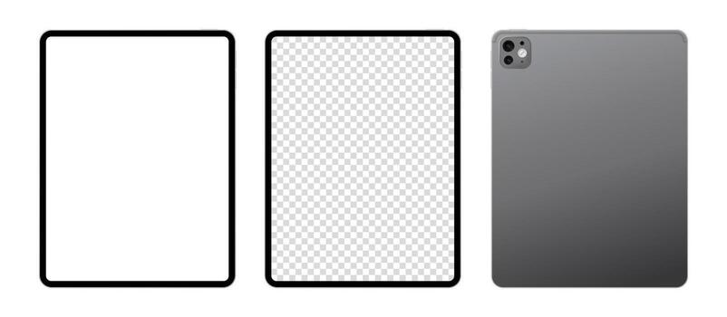 Realistic tablet pc mockup design with blank screen in front and back angle illustration vector