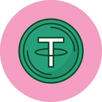 Tether Minimal Filled Circle Icon vector