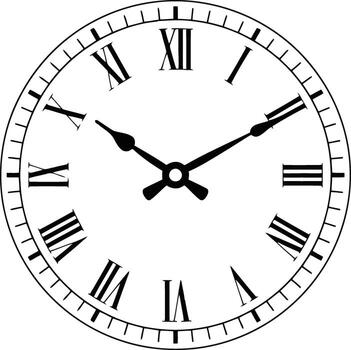 Clock face with roman numerals isolated on white background for projects vector