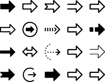 conjunto de negro flecha íconos aislado en blanco antecedentes para web diseño vector