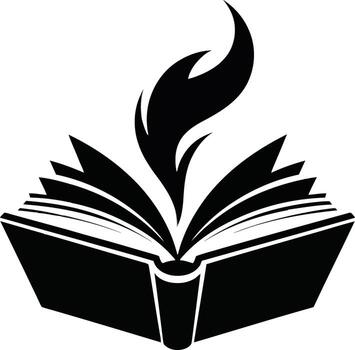 Open book with a flame isolated on white background for knowledge concept vector