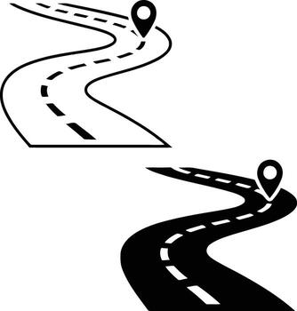 Road with location pin isolated on white background for navigation concept vector