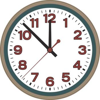 Analog clock showing almost eleven oclock isolated on white background vector