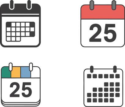 Calendar icon set isolated on white background for event reminder and schedule vector