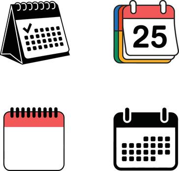 Calendar icons isolated on white background representing time and scheduling vector