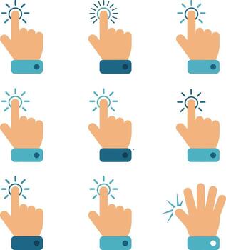 Touch gesture icons set isolated on white background for user interface design vector