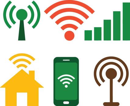 Wireless and wifi icons isolated on white background vector