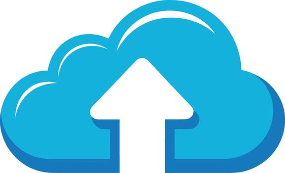 Cloud storage icon with arrow pointing up vector