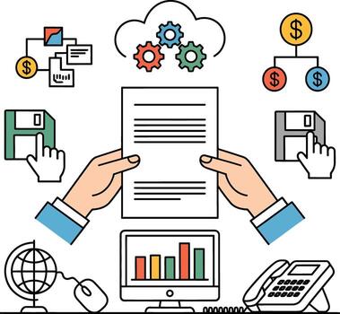 Business workflow and document management isolated on white background concept vector