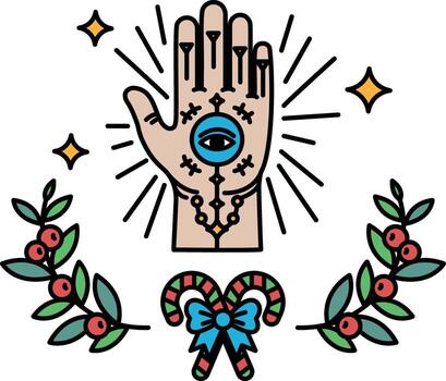 A hand with an eye in the middle of it vector