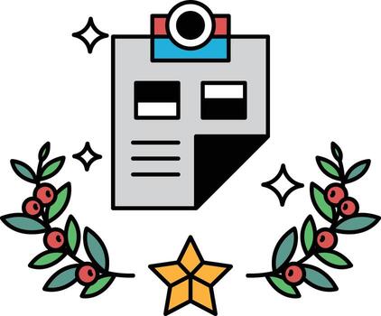 A black and white image of a clipboard with a piece of paper on it vector