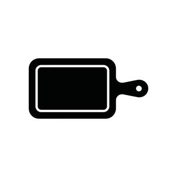Black Cutting Board Icon with Rounded Edges and Circular Handle vector