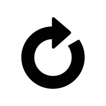 Black Icon of Refresh or Reload Symbol on White Background, Isolated vector