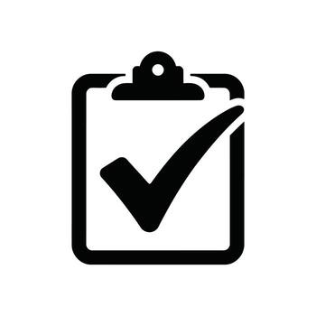 negro portapapeles con cheque marca icono aislado en blanco antecedentes para diseño vector