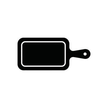 Black Cutting Board Icon, Isolated Butcher Block Illustration with Handle, White Background vector